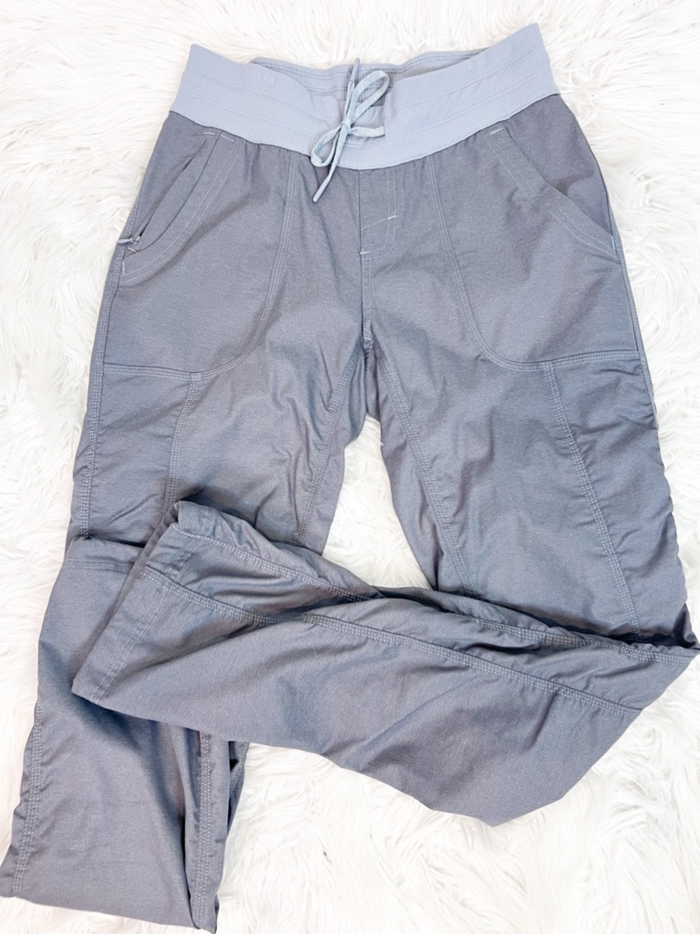 THE NORTH FACE GRAY ELASTIC WAIST STRAIGHT PANTS CINCH HEMS WOMENS SMALL